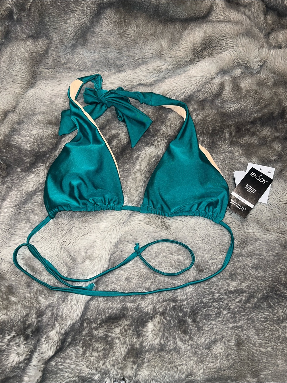 Cotton On Body Teal Halter Triangle Bikini Top with Contrast Trim